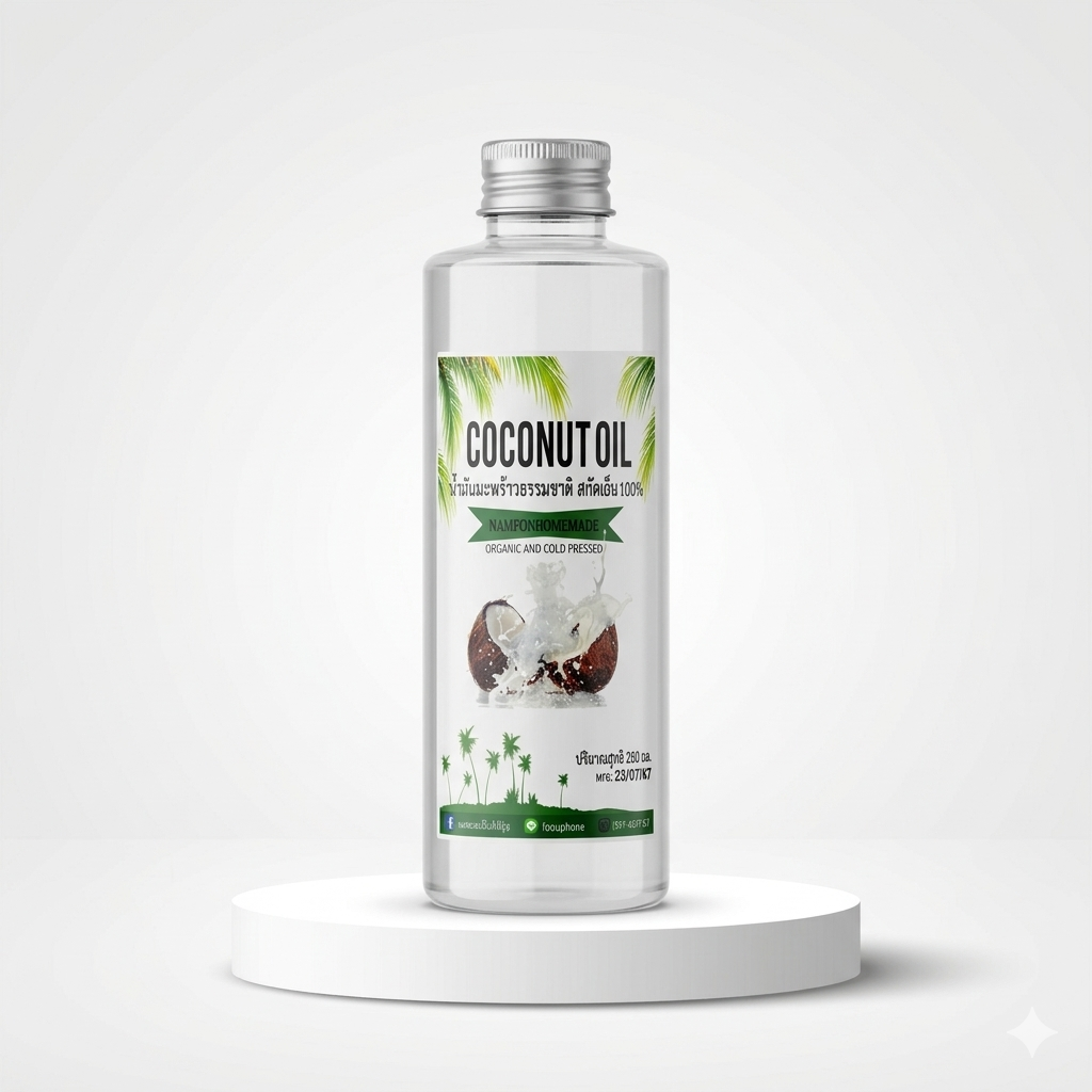 น้ำมันมะพร้าวสกัดเย็น 100% ขนาด 200 มล.