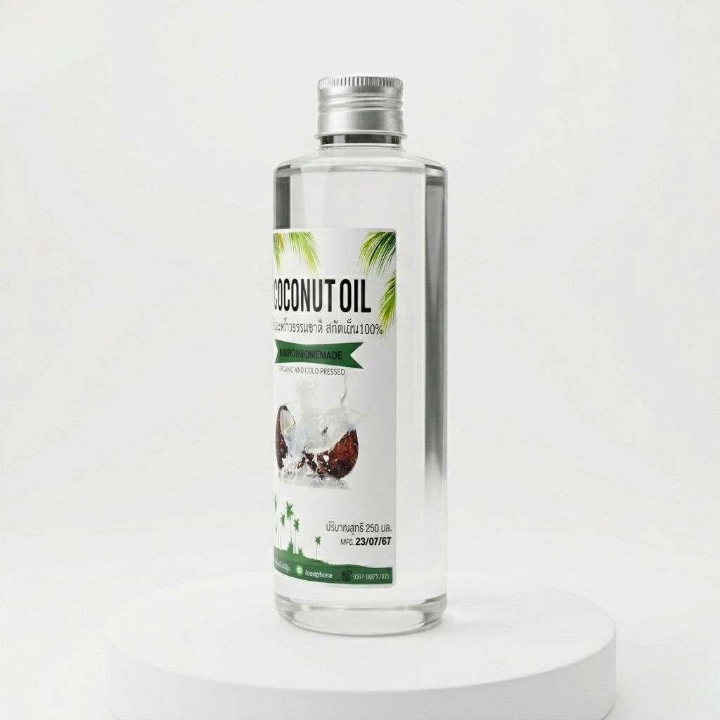 น้ำมันมะพร้าวสกัดเย็น 100% ขนาด 200 มล.