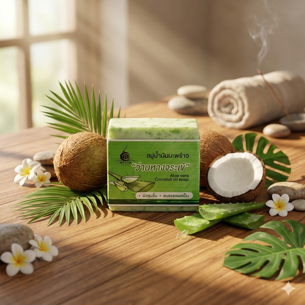 สบู่น้ำมันมะพร้าวว่านหางจระเข้ | OTOP 100พันมะพร้าว