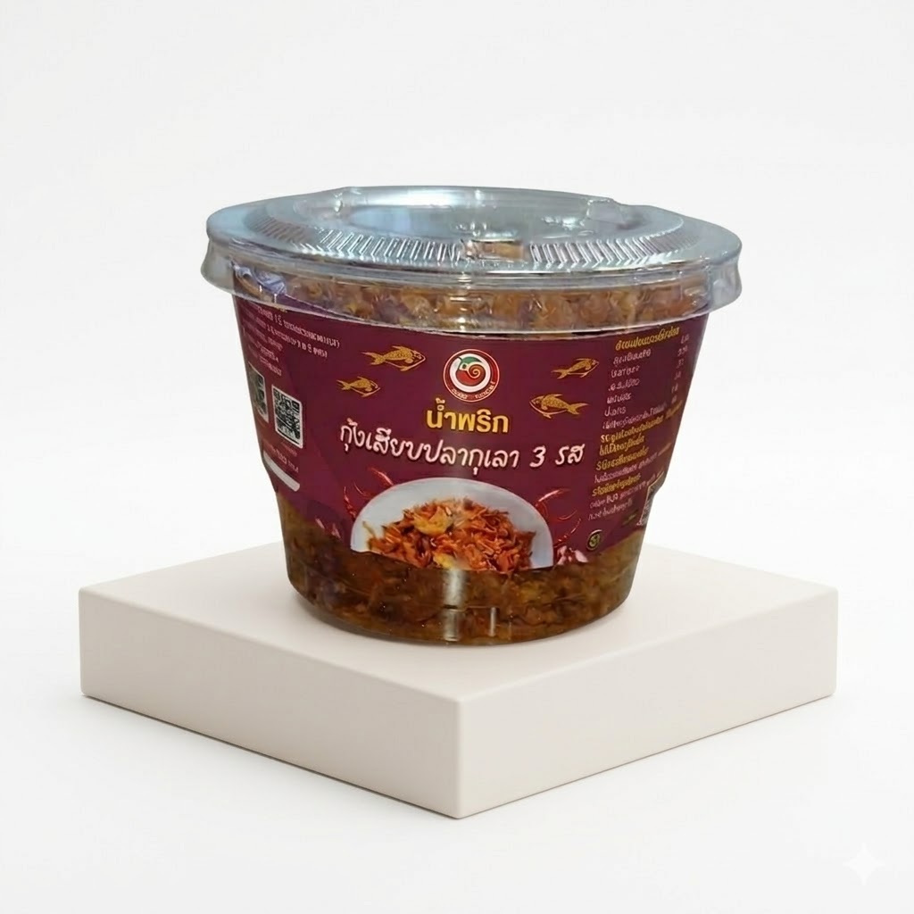 น้ำพริกกุ้งเสียบปลากุเลาเค็ม 3 รส