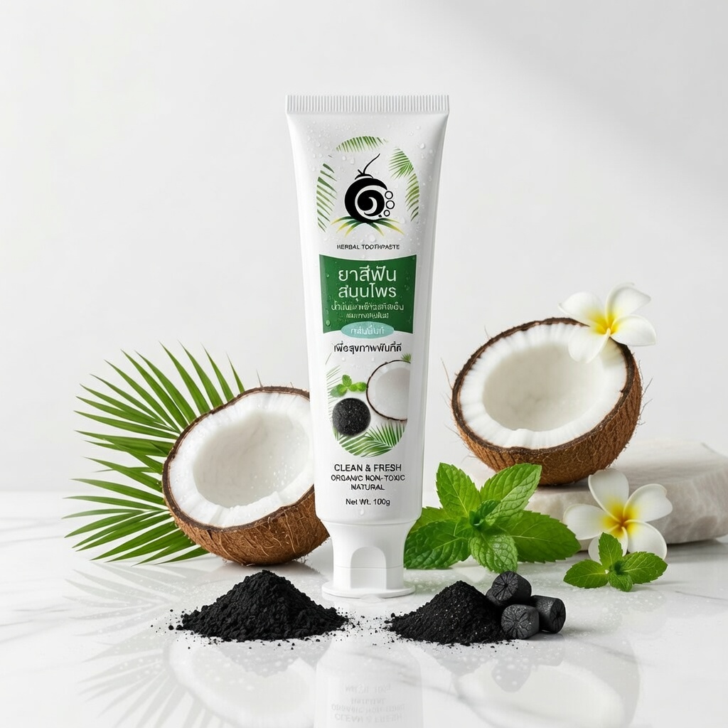 ยาสีฟันสมุนไพรน้ำมันมะพร้าวสกัดเย็น | OTOP 100พันมะพร้าว