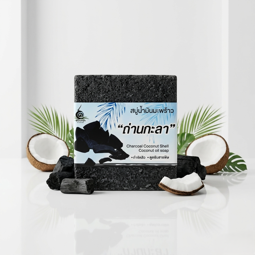 สบู่น้ำมันมะพร้าว”ถ่านกะลา” | OTOP 100พันมะพร้าว