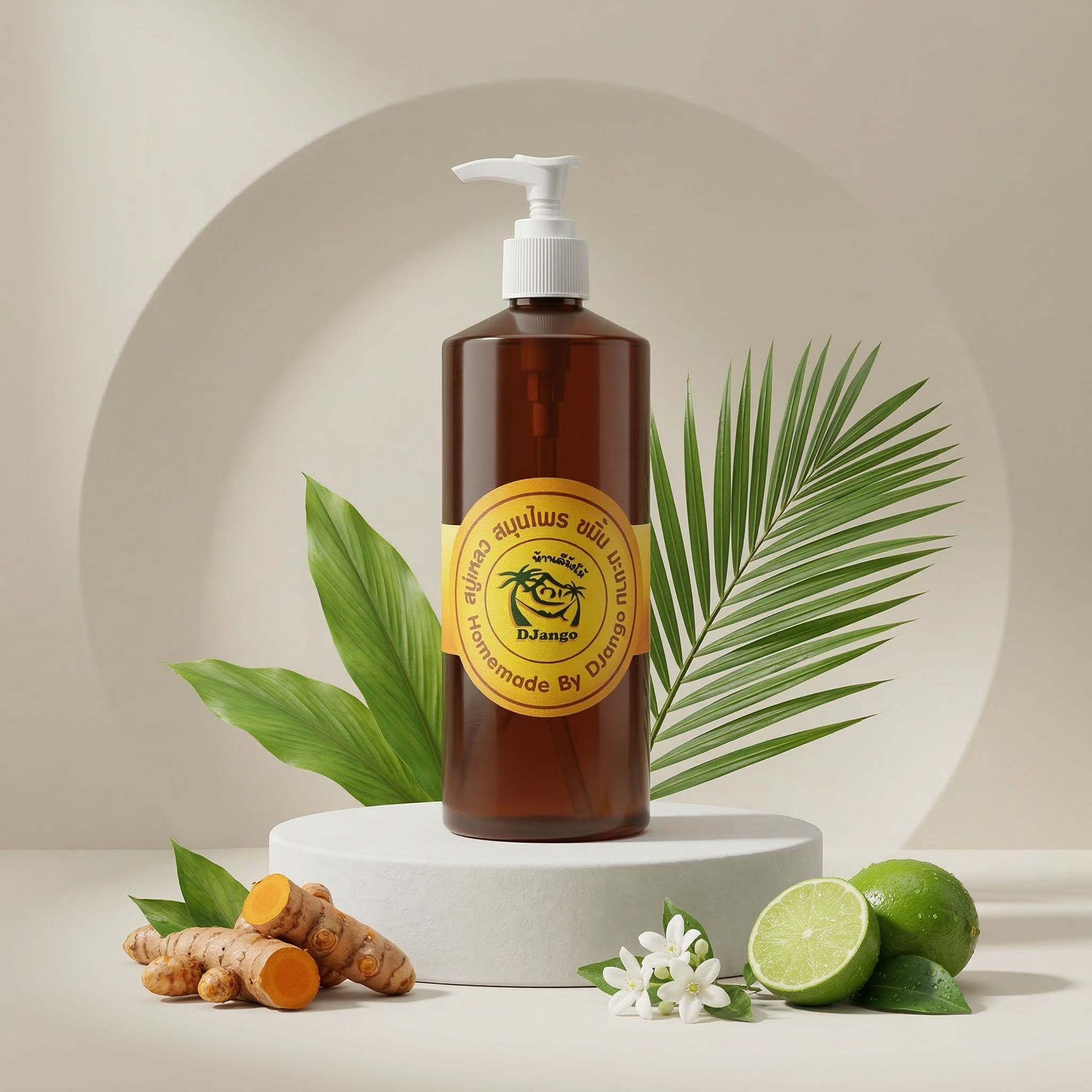 สบู่เหลวสมุนไพรขมิ้นผสมมะขาม ขนาดใหญ่